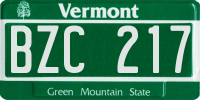 VT license plate BZC217