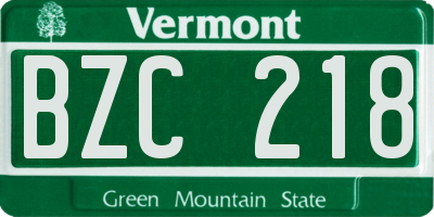 VT license plate BZC218