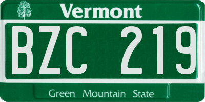 VT license plate BZC219