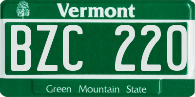 VT license plate BZC220