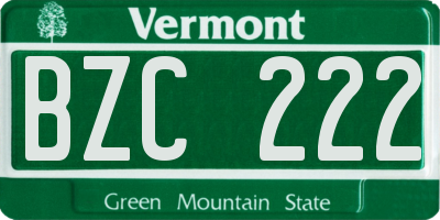 VT license plate BZC222