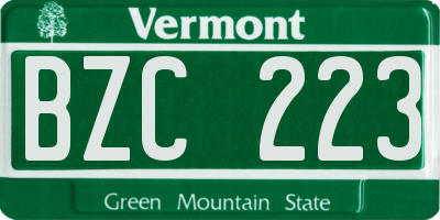 VT license plate BZC223