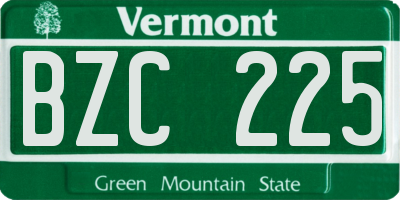 VT license plate BZC225
