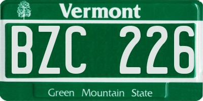 VT license plate BZC226