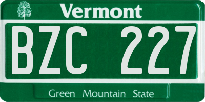 VT license plate BZC227