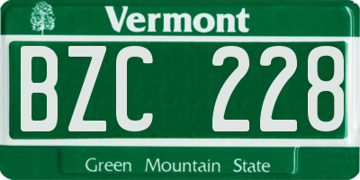 VT license plate BZC228
