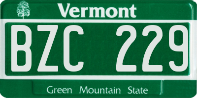 VT license plate BZC229