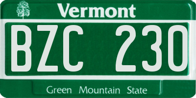 VT license plate BZC230