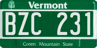 VT license plate BZC231