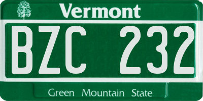 VT license plate BZC232