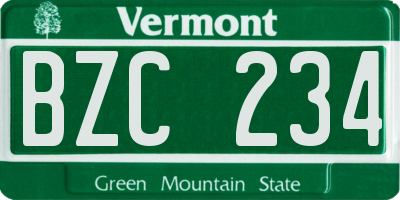 VT license plate BZC234