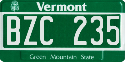 VT license plate BZC235