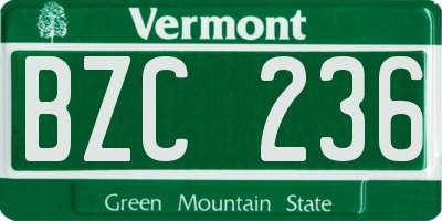VT license plate BZC236
