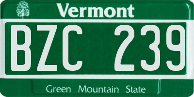 VT license plate BZC239