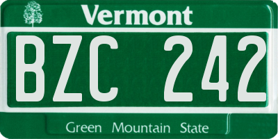VT license plate BZC242