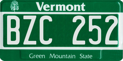 VT license plate BZC252