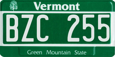 VT license plate BZC255