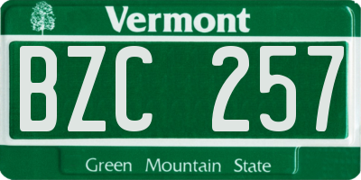 VT license plate BZC257