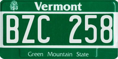VT license plate BZC258