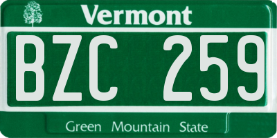 VT license plate BZC259