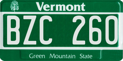 VT license plate BZC260