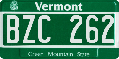 VT license plate BZC262