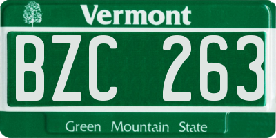 VT license plate BZC263