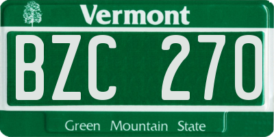 VT license plate BZC270
