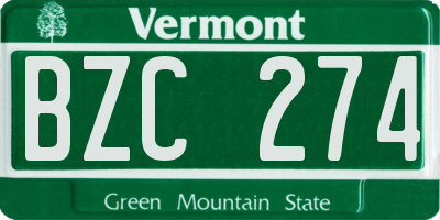 VT license plate BZC274