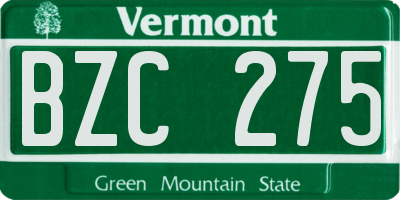 VT license plate BZC275