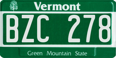 VT license plate BZC278