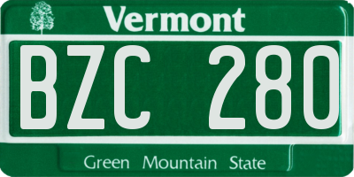 VT license plate BZC280