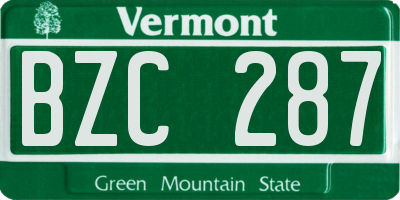 VT license plate BZC287
