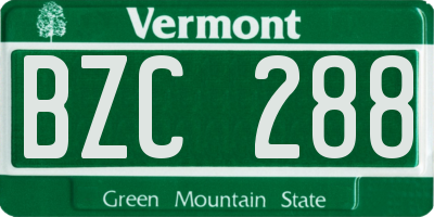 VT license plate BZC288