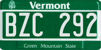 VT license plate BZC292