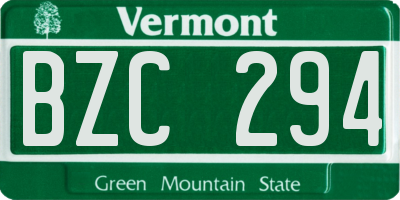 VT license plate BZC294