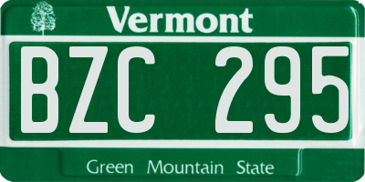VT license plate BZC295