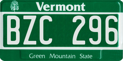 VT license plate BZC296
