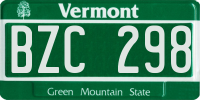 VT license plate BZC298