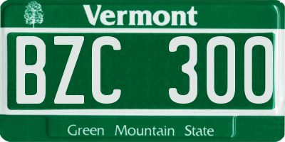 VT license plate BZC300