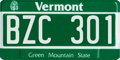 VT license plate BZC301