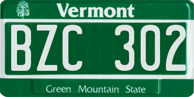 VT license plate BZC302