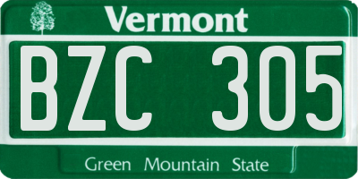 VT license plate BZC305