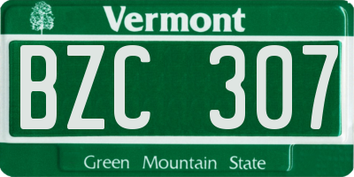 VT license plate BZC307