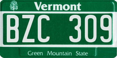 VT license plate BZC309