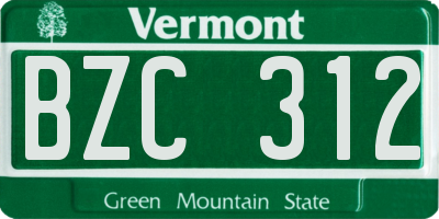 VT license plate BZC312