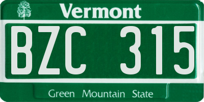 VT license plate BZC315