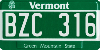 VT license plate BZC316
