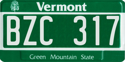 VT license plate BZC317