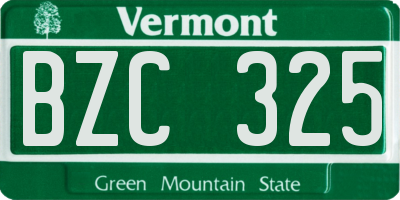 VT license plate BZC325